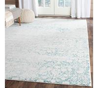 Safavieh Alfombra Angustiadas Sala de Estar, Comedor, Dormitorio - Passion Collection, Pelo Corto, Turquesa y Marfil, 122 X 170 cm