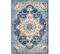 Safavieh Madison Collection MAD473M - Alfombra Decorativa de 4 x 6 pies, Azul y Azul Claro, diseño Desgastado de medallón, no desprende Pelusa, fácil Cuidado, Ideal para Zonas de Alto tráfico en