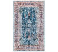 Safavieh Victoria Collection - Alfombra Decorativa de 4 x 6 pies, Azul Marino y Rojo, diseño Vintage Tradicional Desgastado, no desprende Pelusa, fácil Cuidado, Ideal para Zonas de Alto tránsito en