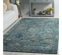 SAFAVIEH Alfombra Bohemia para Sala de Estar, Comedor, Dormitorio, colección Anatolia, apilable, Color Azul y Verde, 91 x 152 cm
