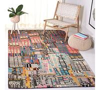 Safavieh Alfombra Bohemia para salón, Comedor, Dormitorio, colección Aspen, Pelo Corto, Multicolor, 91 x 91 cm