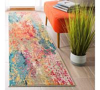 Safavieh Alfombra Bohemia para salón, Comedor, Dormitorio, colección Madison, Pelo Corto, Color Marfil y Naranja, 152 x 152 cm