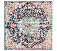 Safavieh Alfombra Bohemia para salón, Comedor, Dormitorio, colección Madison, Pelo Corto, Color Negro y Verde Azulado, 122 x 122 cm