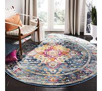 Safavieh Alfombra Bohemia para salón, Comedor, Dormitorio, colección Madison, Pelo Corto, Color Verde Azulado y Fucsia, 155 x 155 cm