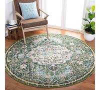 Safavieh Alfombra Bohemia para salón, Comedor, Dormitorio, colección Madison, Pelo Corto, Color Verde y Turquesa, 160 x 160 cm