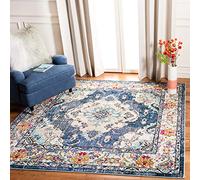 Safavieh Alfombra Bohemia para salón, Comedor, Dormitorio, colección Mónaco, Pelo Corto, en Violeta y Azul Claro, 122 x 122 cm