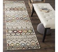 Safavieh Alfombra Boho Chic para salón, Comedor, Dormitorio, colección Amsterdam, Pelo Corto, en Marfil y Multicolor, 69 x 244 cm