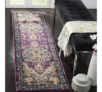 Safavieh Alfombra Boho Chic para salón, Comedor, Dormitorio, colección Mónaco, Pelo Corto, en Violeta y Azul Claro, 66 x 244 cm