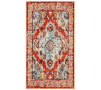 Safavieh Alfombra Boho Chic para salón, Comedor, Dormitorio, colección Mónaco, Pelo Corto, Naranja y Azul Claro, 61 x 91 cm