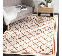 Safavieh - Alfombra Boho para Sala de Estar, Comedor, Dormitorio - Amherst Collection, Alfombra de Pelo Corto, Beige y Naranja, 122 x 183 cm