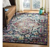 Safavieh - Alfombra Boho para Sala de Estar, Comedor, Dormitorio - Mónaco Collection, Alfombra de Pelo Corto, Azul y Fucsia, 155 x 231 cm