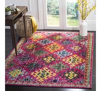 Safavieh - Alfombra Boho para Sala de Estar, Comedor, Dormitorio - Mónaco Collection, Alfombra de Pelo Corto, Fucsia y Multi, 122 x 170 cm