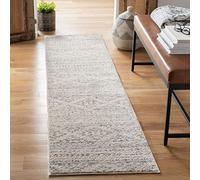 Safavieh - Alfombra Boho para Sala de Estar, Comedor, Dormitorio - Tulum Collection, Alfombra de Pelo Corto, Marfil y Gris, 62 x 240 cm