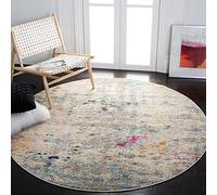 Safavieh Alfombra Boho para salón, Comedor, Dormitorio, colección Madison, Pelo Corto, Gris y Dorado, 122 x 122 cm