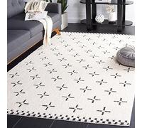 Safavieh Alfombra Boho para salón, Comedor, Dormitorio, colección Melody de Pelo Corto, Color Marfil y Negro, 244 x 305 cm