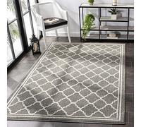 Safavieh Alfombra Boho Sala de Estar, Comedor, Dormitorio - Amherst Collection, Pelo Corto, Gris Oscuro y Beige, 122 X 183 cm