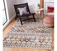 Safavieh Alfombra Boho Sala de Estar, Comedor, Dormitorio - Amsterdam Collection, Pelo Corto, Gris Claro y Multi, 155 X 229 cm