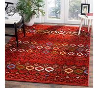 Safavieh Alfombra Boho Sala de Estar, Comedor, Dormitorio - Amsterdam Collection, Pelo Corto, Rojo Terracota y Multi, 91 X 152 cm