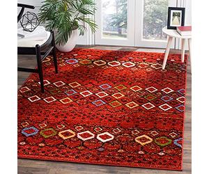 Safavieh Alfombra Boho Sala de Estar, Comedor, Dormitorio - Amsterdam Collection, Pelo Corto, Rojo Terracota y Multi, 122 X 183 cm