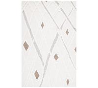 SAFAVIEH Alfombra Boho Sala de Estar, Comedor, Dormitorio - Casablanca Collection, Pelo Corto, Marfil y marrón, 61 X 91 cm