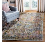 Safavieh Alfombra Boho Sala de Estar, Comedor, Dormitorio - Crystal Collection, Pelo Corto, Azul Claro y Naranja, 122 X 183 cm