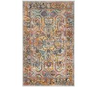 Safavieh Alfombra Boho Sala de Estar, Comedor, Dormitorio - Crystal Collection, Pelo Corto, Azul Claro y Naranja, 91 X 152 cm