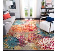 SAFAVIEH Alfombra Boho Sala de Estar, Comedor, Dormitorio - Madison Collection, Pelo Corto, Marfil y Multi, 152 x 152 cm