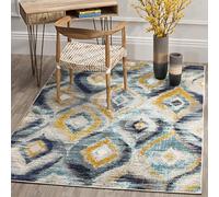 Safavieh Alfombra Boho Sala de Estar, Comedor, Dormitorio - Monaco Collection, Pelo Corto, Azul y Multi, 155 X 231 cm