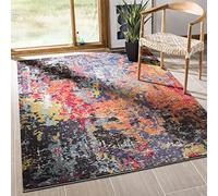 Safavieh Alfombra Boho Sala de Estar, Comedor, Dormitorio - Monaco Collection, Pelo Corto, Azul y Naranja, 155 X 231 cm