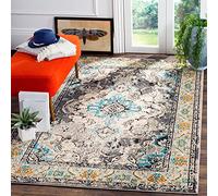 Safavieh Alfombra Boho Sala de Estar, Comedor, Dormitorio - Monaco Collection, Pelo Corto, Gris y Azul Claro, 155 X 231 cm