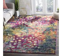 Safavieh Alfombra Boho Sala de Estar, Comedor, Dormitorio - Monaco Collection, Pelo Corto, Rosa y Multi, 201 X 279 cm