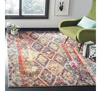 Safavieh Alfombra Boho Sala de Estar, Comedor, Dormitorio - Monaco Collection, Pelo Corto, Violeta y Naranja, 200 x 200 cm