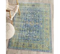 Safavieh Alfombra Boho Sala de Estar, Comedor, Dormitorio - Valencia Collection, Pelo Corto, Azul y Multi, 152 X 244 cm