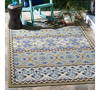 Safavieh Alfombra Boho Sala de Estar, Comedor, Dormitorio - Veranda Collection, Pelo Corto, Verde y Azul, 160 X 231 cm