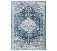 Safavieh Alfombra clásica para salón, Comedor, Dormitorio, colección Oregon, Pelo Corto, Color Azul Marino y Marfil, 122 x 183 cm