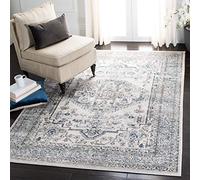 SAFAVIEH Alfombra clásica para salón, Comedor, Dormitorio, colección Oregon, Pelo Corto, en Azul Claro y Marfil, 122 x 183 cm