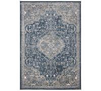 Safavieh Alfombra clásica para salón, Comedor, Dormitorio, colección Oregon, Pelo Corto, en Azul Marino y Marfil, 91 x 152 cm
