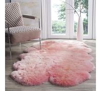 Safavieh Alfombra con Estampado de Animales Salón, Comedor, Dormitorio - Fur Collection, Alfombra de Pelo Largo, Rosa sólida, 109 x 180 cm