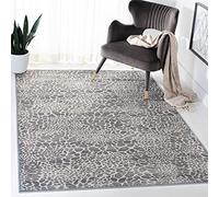 Safavieh Alfombra con Estampados De Animales Sala de Estar, Comedor, Dormitorio - Atlas Collection, Pelo Corto, Marfil y Gris, 99 X 160 cm