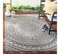 Safavieh Alfombra contemporánea para Interior y Exterior, colección Courtyard, Pelo Corto, Color Gris Claro y Negro, 160 x 231 cm