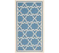 Safavieh Alfombra contemporánea para Interior y Exterior, colección Courtyard, Pelo Corto, en Color Azul y Beige, 61 x 109 cm
