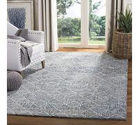 Safavieh - Alfombra contemporánea para Sala de Estar, Comedor, Dormitorio - Abstract Collection, Alfombra de Pelo Corto, Azul y Marfil, 122 x 183 cm