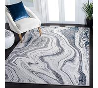 Safavieh - Alfombra contemporánea para Sala de Estar, Comedor, Dormitorio - Amelia Collection, Alfombra de Pelo Corto, Gris y Azul, 135 x 196 cm