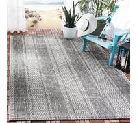 Safavieh - Alfombra contemporánea para Sala de Estar, Comedor, Dormitorio - Courtyard Collection, Alfombra de Pelo Corto, Gris Claro y Negro, 122 x 170 cm