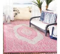 Safavieh - Alfombra contemporánea para Sala de Estar, Comedor, Dormitorio - Courtyard Collection, Alfombra de Pelo Corto, Gris Claro y Fucsia, 122 x 170 cm