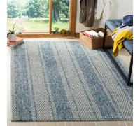Safavieh - Alfombra contemporánea para Sala de Estar, Comedor, Dormitorio - Courtyard Collection, Alfombra de Pelo Corto, Gris Claro y Azul, 122 x 170 cm