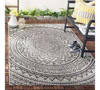 Safavieh - Alfombra contemporánea para Sala de Estar, Comedor, Dormitorio - Courtyard Collection, Alfombra de Pelo Corto, Gris Claro y Negro, 122 x 170 cm