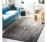 Safavieh - Alfombra contemporánea para Sala de Estar, Comedor, Dormitorio - Retro Collection, Alfombra de Pelo Corto, Negro y Gris Claro, 122 x 122 cm