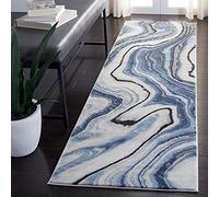 Safavieh Alfombra contemporánea para salón, Comedor, Dormitorio, colección Artesanal, Pelo Corto, Azul y Gris, 69 x 244 cm