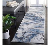 Safavieh Alfombra contemporánea para salón, Comedor, Dormitorio, colección Artesanal, Pelo Corto, Gris y Azul, 69 x 244 cm